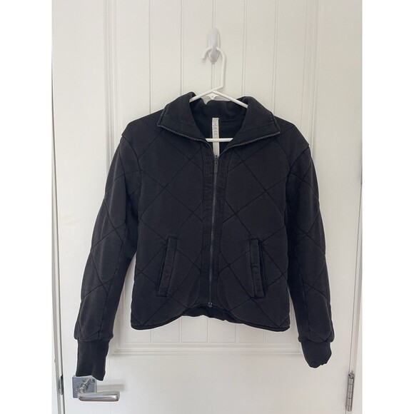 Lululemon Reversible Jacket Women Size 6 Quilted Bomber Pockets Black with tag - Picture 5 of 11